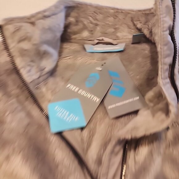 NWT Women's Free Country Butter Pile Jacket Size Large Gray Zipper Pocket Fleece - Picture 3 of 9